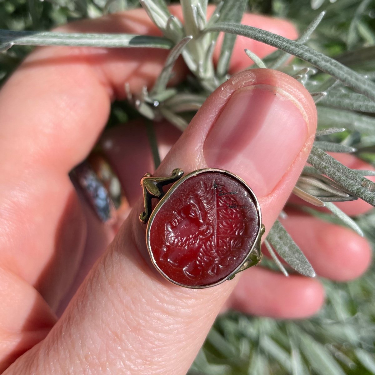 Gold Ring With A Renaissance Carnelian Intaglio Of The Roman Emperor Balbinus.-photo-2