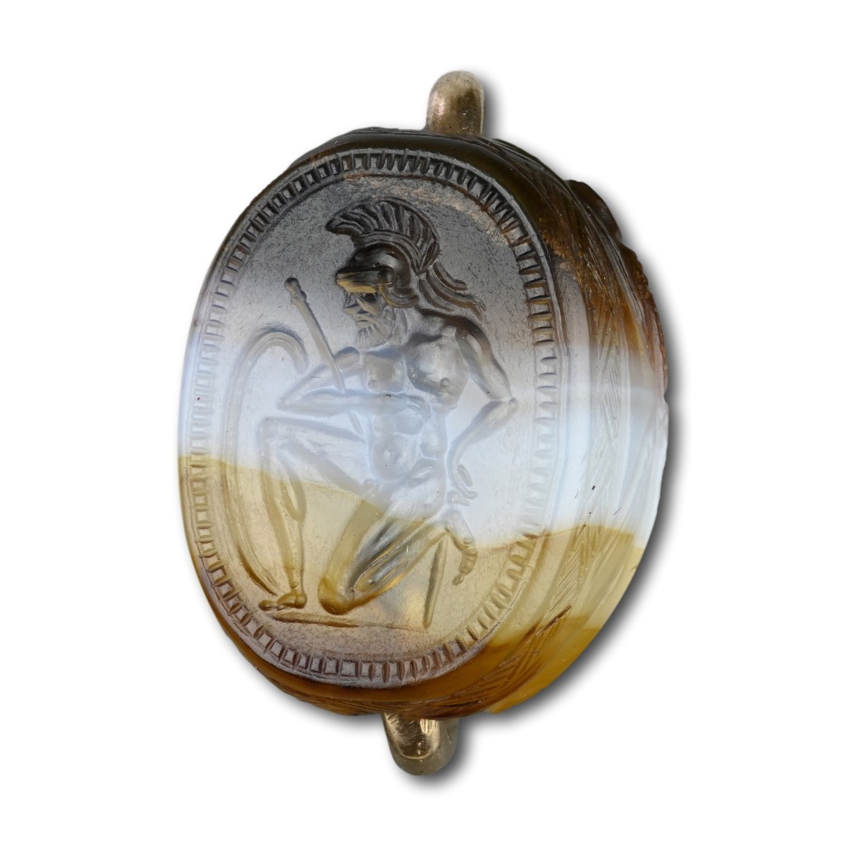 Banded Agate Scarab With A Kneeling Warrior. Etruscan, 4th/5th Century Bc.-photo-4