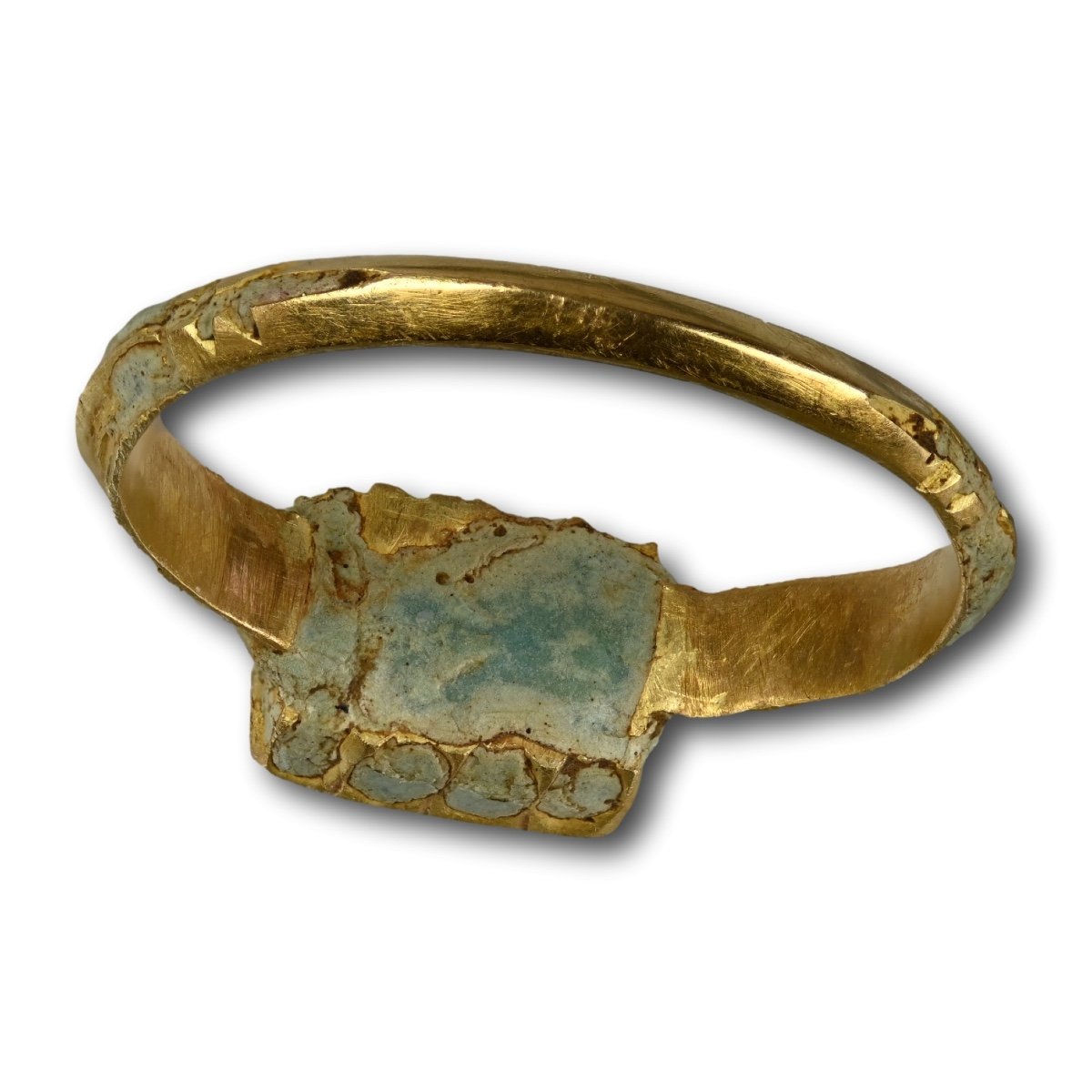 Enamel Gold Ring With A Table Cut Rock Crystal. English, Mid 17th Century. -photo-2