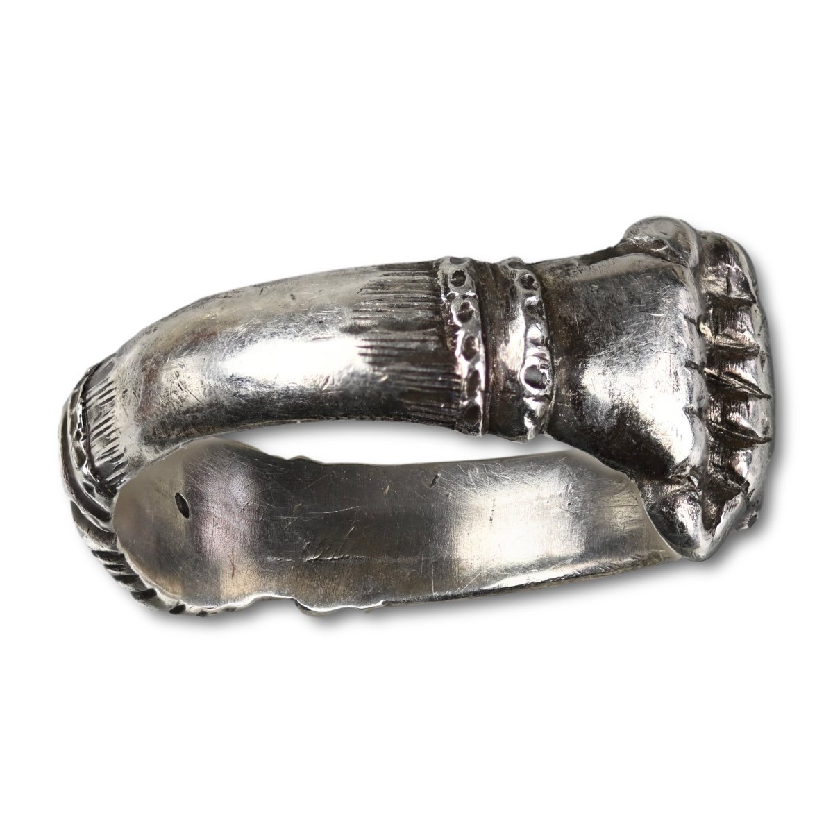 Medieval Silver Fede Ring. Italian, 15th Century.-photo-3