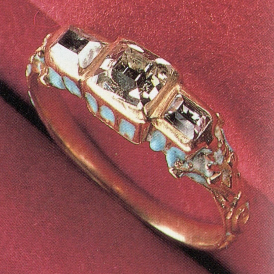 Bague En Or émaillé Bleu Et Diamants. Angleterre, Seconde Moitié Du XVIIe Siècle.-photo-8