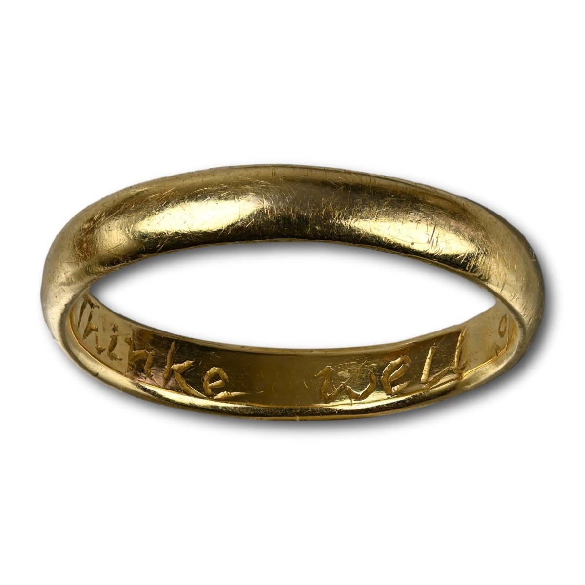 Gold Posy Ring Engraved ’think Well Of Mee *amr*’. English, 18th Century.-photo-4