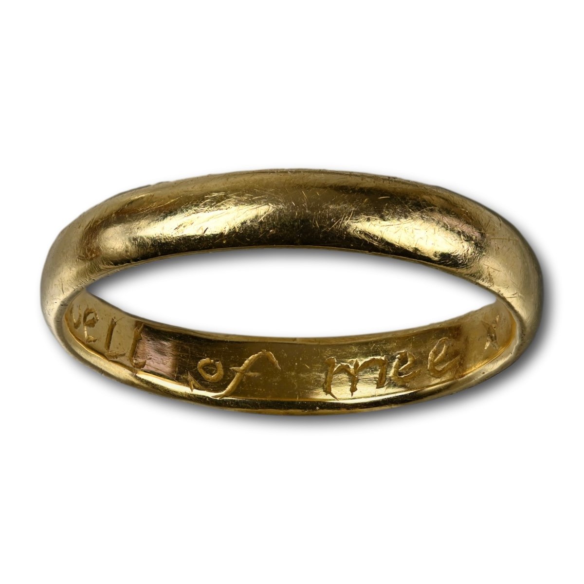 Gold Posy Ring Engraved ’think Well Of Mee *amr*’. English, 18th Century.-photo-6