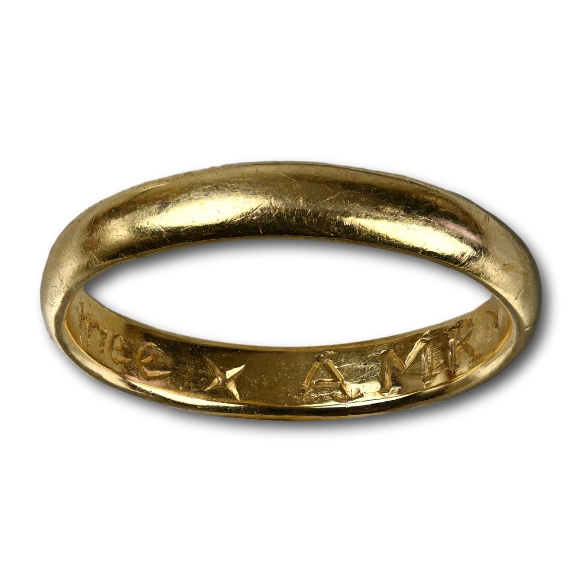 Gold Posy Ring Engraved ’think Well Of Mee *amr*’. English, 18th Century.-photo-8