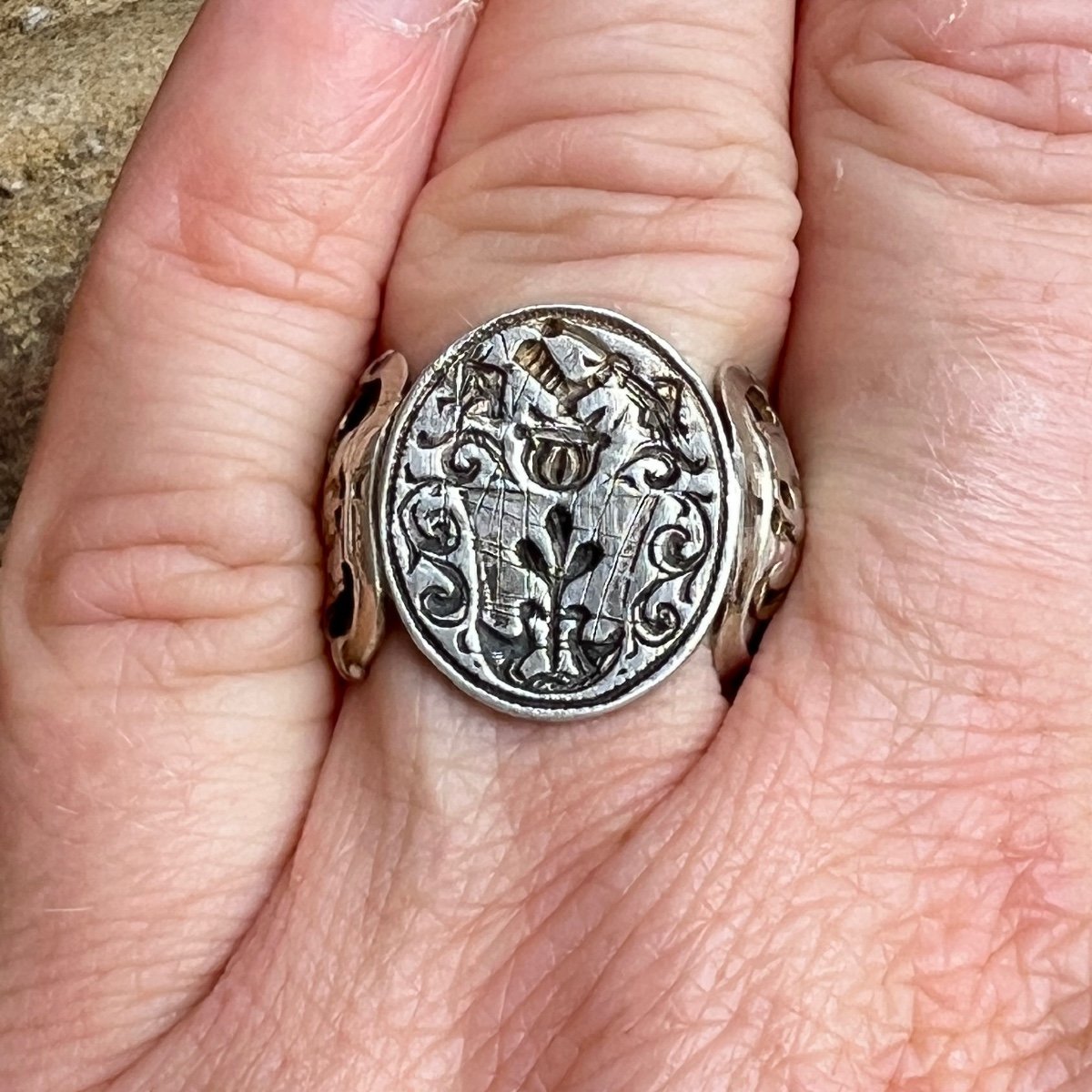 Silver Gilt Signet Ring. German, Mid 18th Century. -photo-7