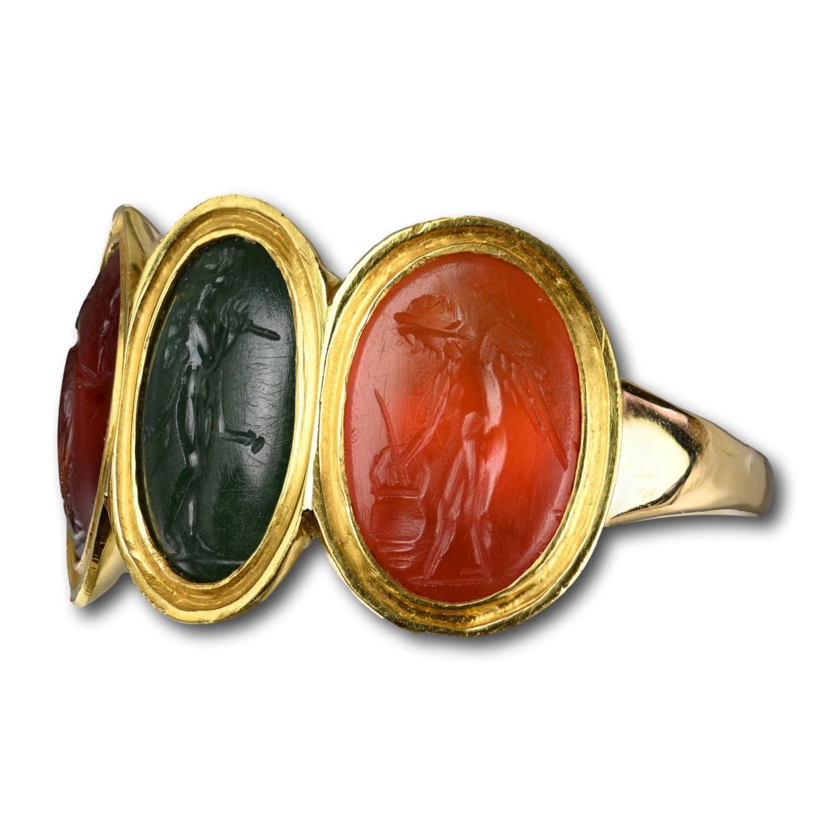 Bague En Or De Style Géorgien Avec Intailles Romaines Antiques, 1er - 2e Siècle Après J.-c.  -photo-4