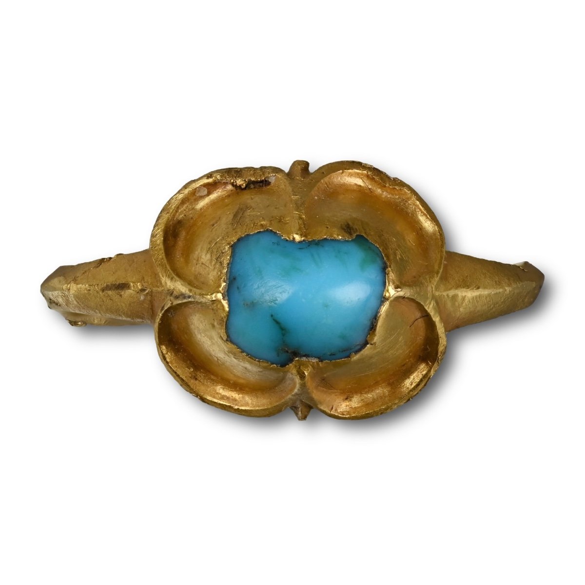 Bague en or Renaissance avec une turquoise. Europe occidentale, XVIe siècle. -photo-1