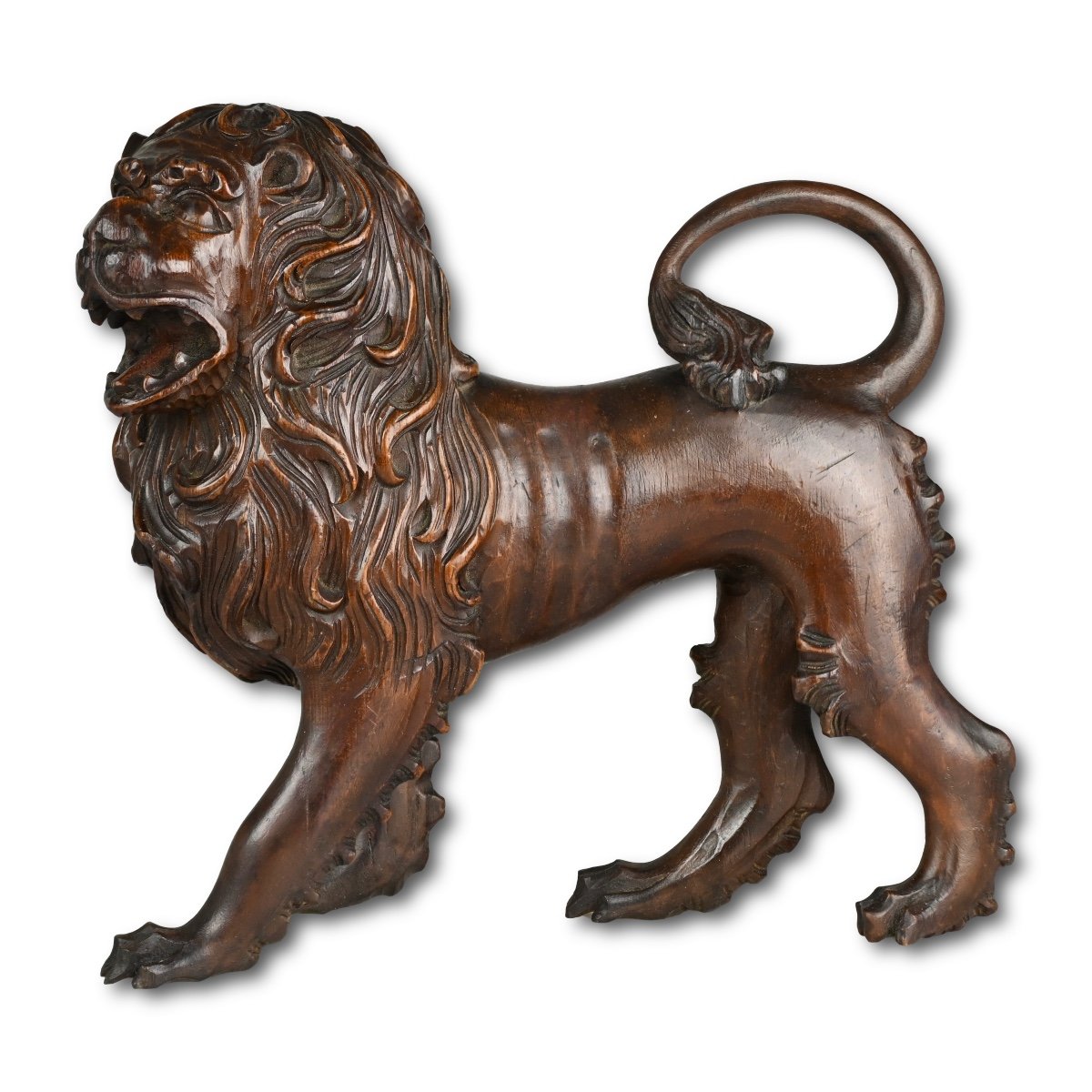 Baroque Sculpture Of A Striding Lion. Tyrol, Italy, Mid 18th Century.-photo-2