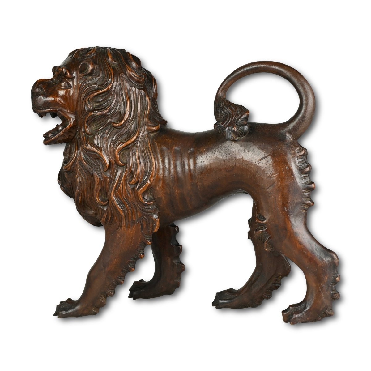 Baroque Sculpture Of A Striding Lion. Tyrol, Italy, Mid 18th Century.-photo-3