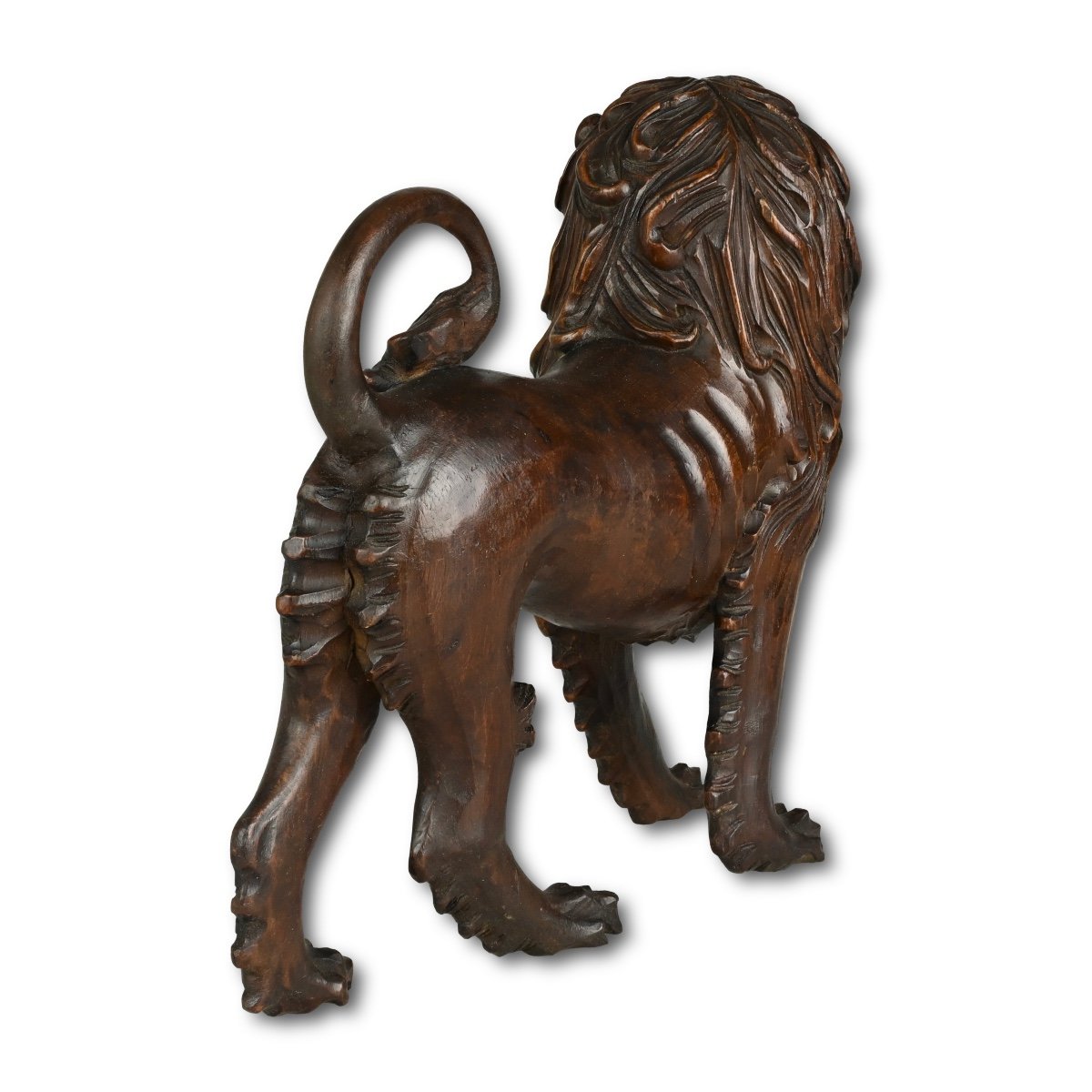 Baroque Sculpture Of A Striding Lion. Tyrol, Italy, Mid 18th Century.-photo-4