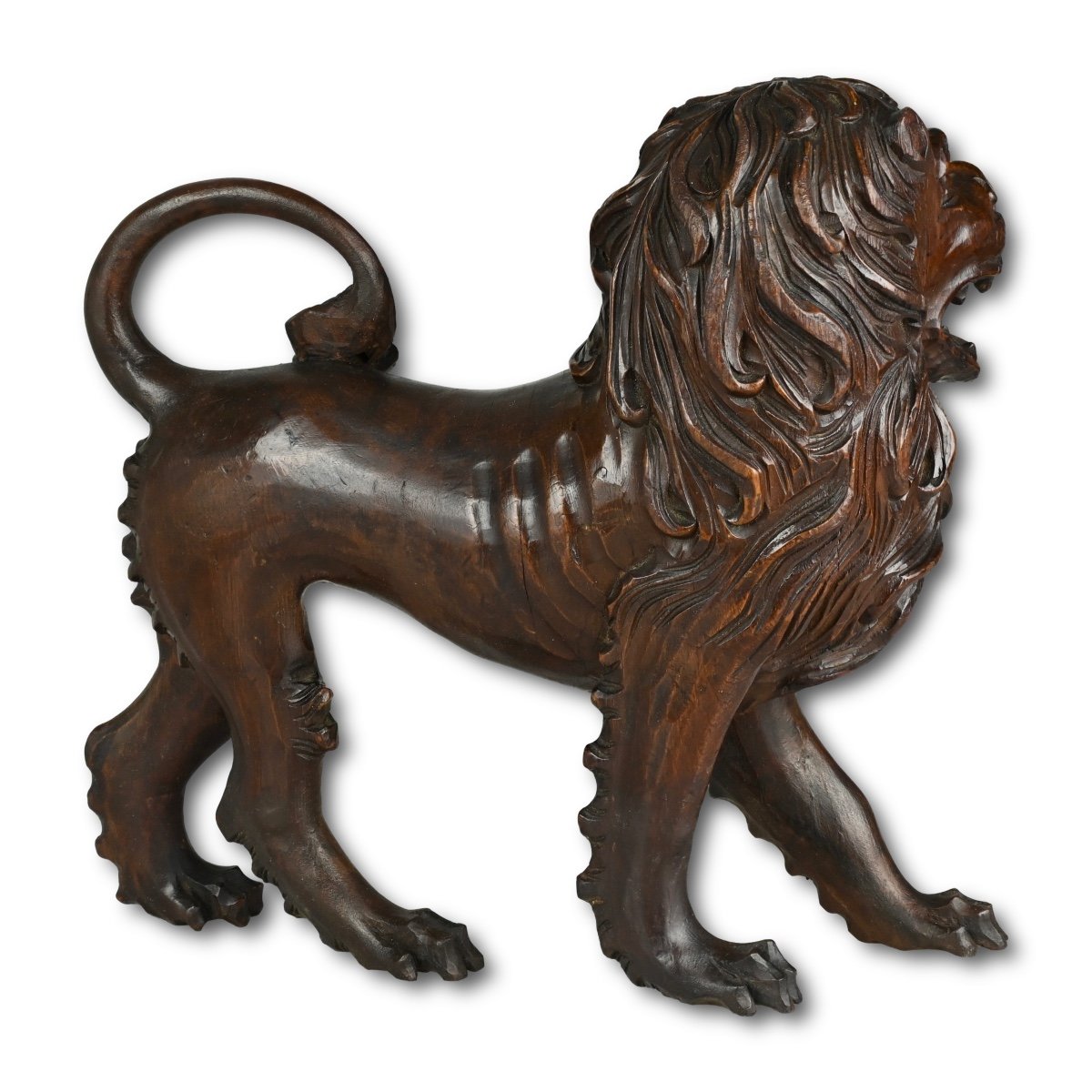 Baroque Sculpture Of A Striding Lion. Tyrol, Italy, Mid 18th Century.-photo-1