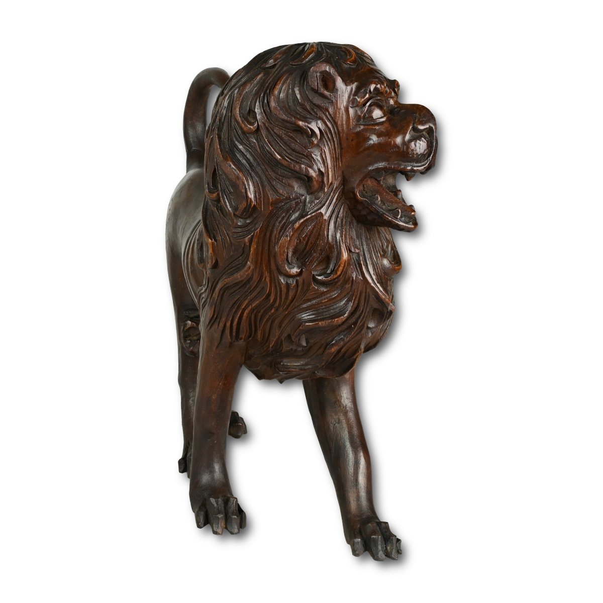 Baroque Sculpture Of A Striding Lion. Tyrol, Italy, Mid 18th Century.-photo-2