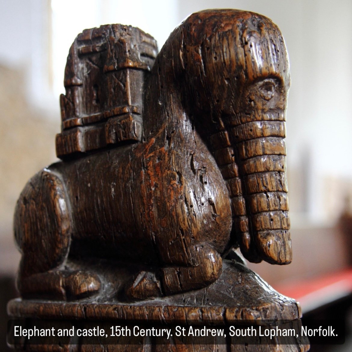 Rare Medieval Bench End Finial Of An Elephant And Castle. English, 15th Century.-photo-2