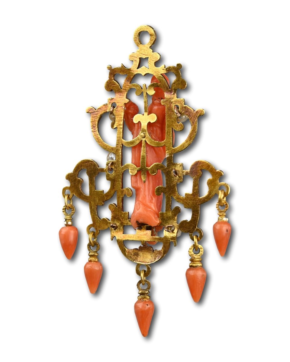 Gold, Enamel And Coral Pendant. Trapani, Sicily, Early 17th Century.-photo-4