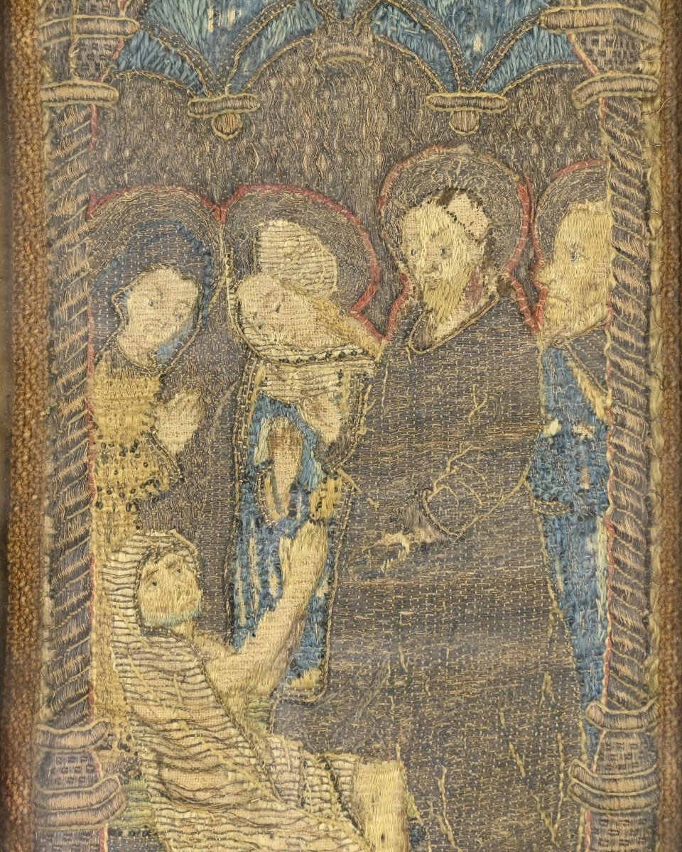 Panneaux d'Orfroi Avec Le Christ Guérissant Les Malades Et l'Adoration Des Bergers.  -photo-3