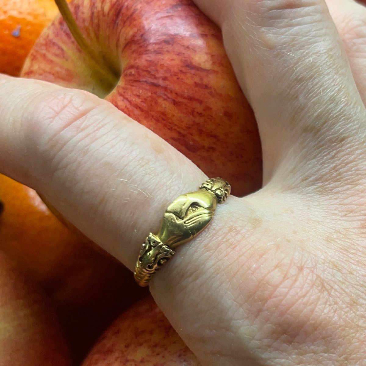 Bague Fede En Or De Haute Qualité. Probablement Anglaise, Fin Du XVIe / Début Du XVIIe Siècle. -photo-4