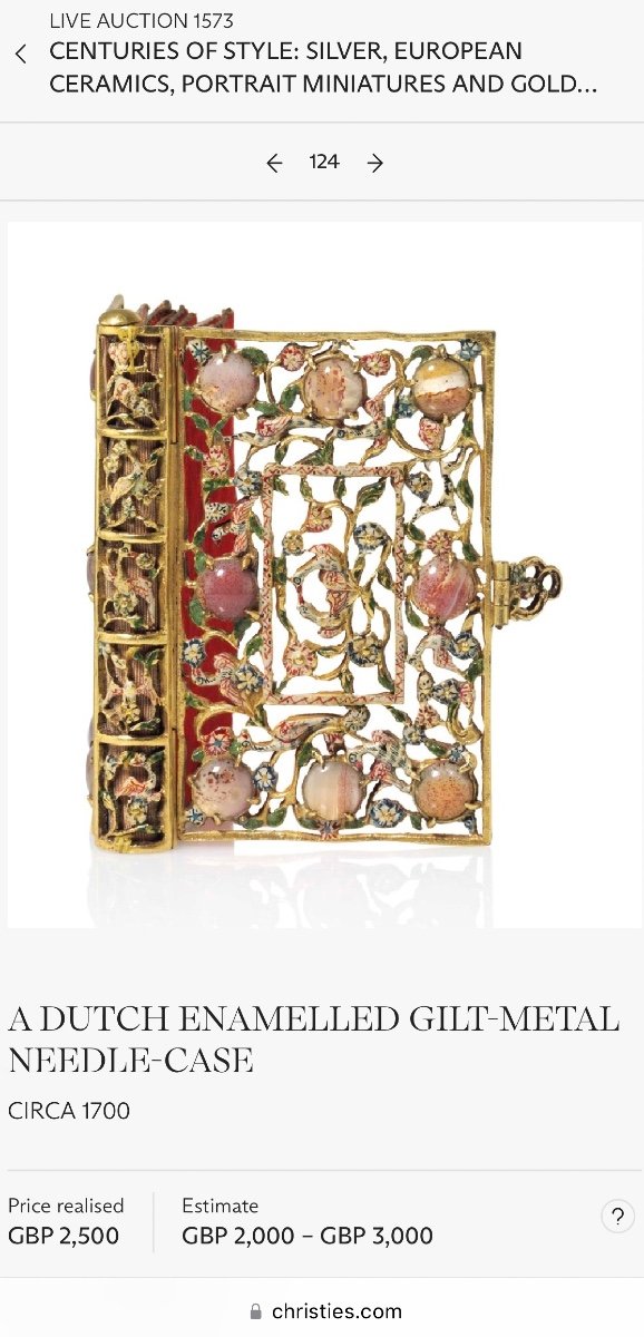 Book Shaped Needle Case With Garnets And Agates. Dutch, Circa 1700. -photo-2