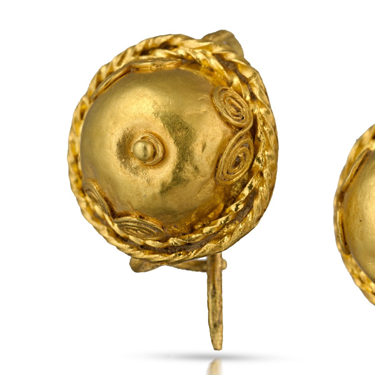 Pair Of Ancient Roman Gold Earrings. Circa 1st - 3rd Century Ad.-photo-3