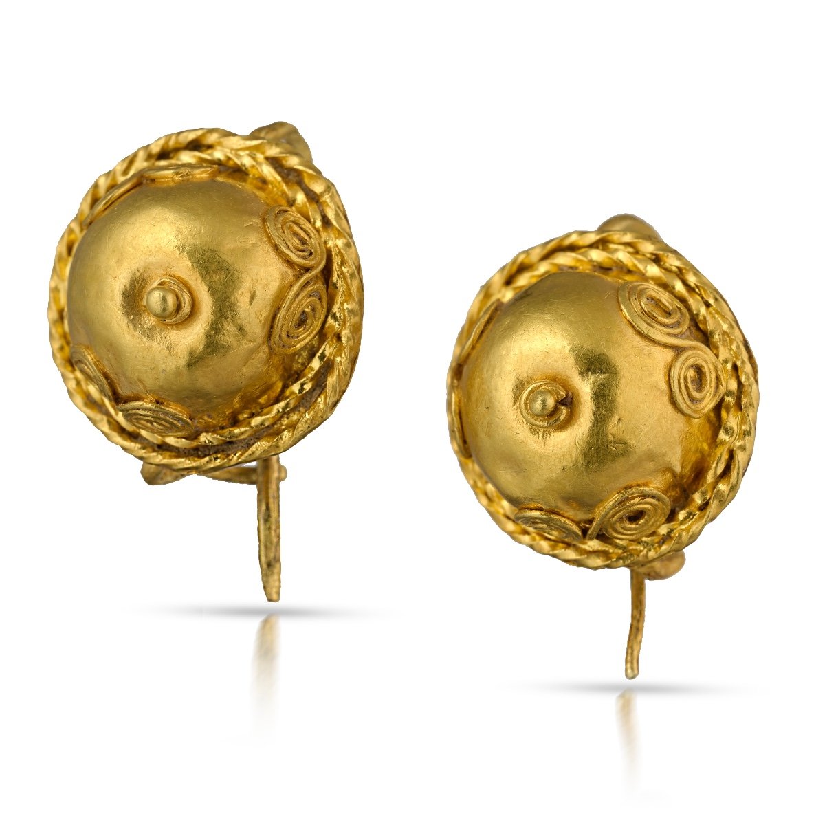 Pair Of Ancient Roman Gold Earrings. Circa 1st - 3rd Century Ad.