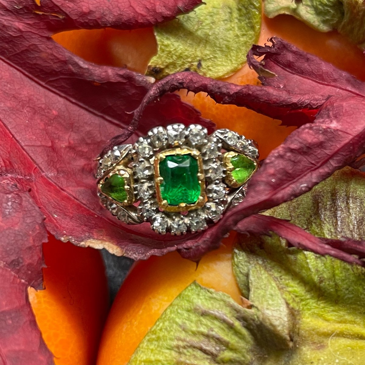 Georgian Diamond And Green Paste Ring. English, Early 19th Century.-photo-3