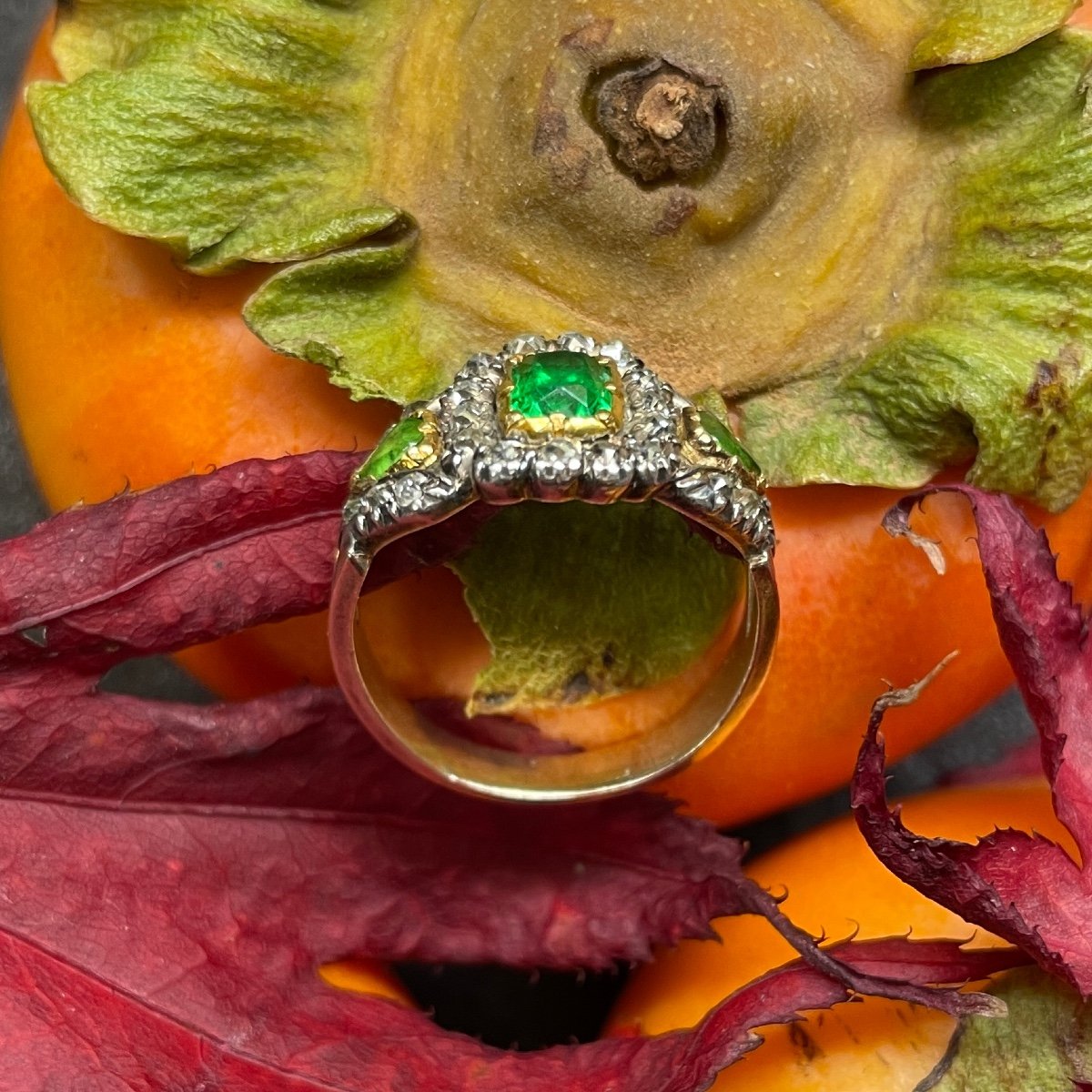 Georgian Diamond And Green Paste Ring. English, Early 19th Century.-photo-1