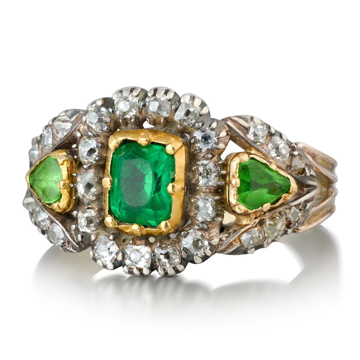 Georgian Diamond And Green Paste Ring. English, Early 19th Century.