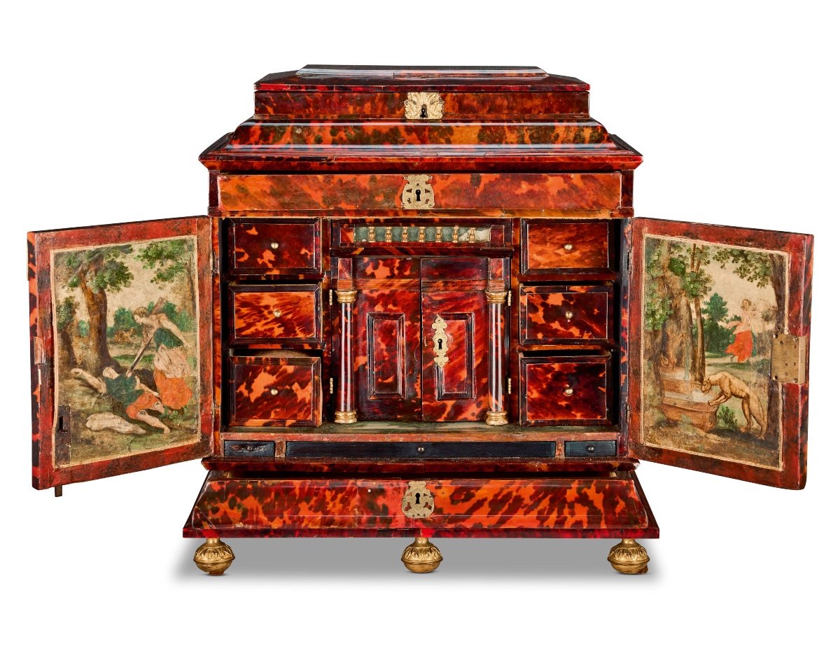 Tortoiseshell Table Cabinet With Polychromed Interior. Antwerp, Mid 17th Century-photo-2