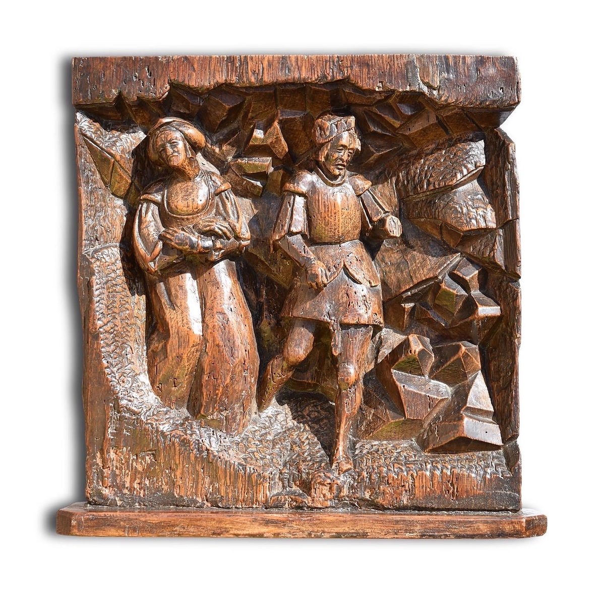 Oak Relief Of Saint Longinus And The Virgin. Flemish, Early 16th Century.-photo-6