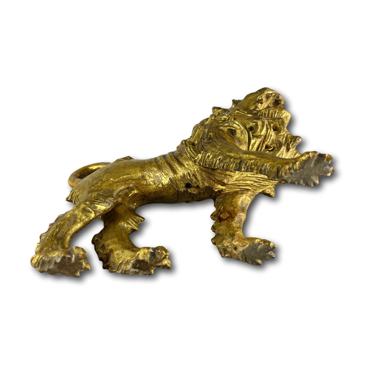 Baroque Gilt Wood Sculpture Of A Striding Lion. Tyrol, Italy, Mid 18th Century.-photo-6