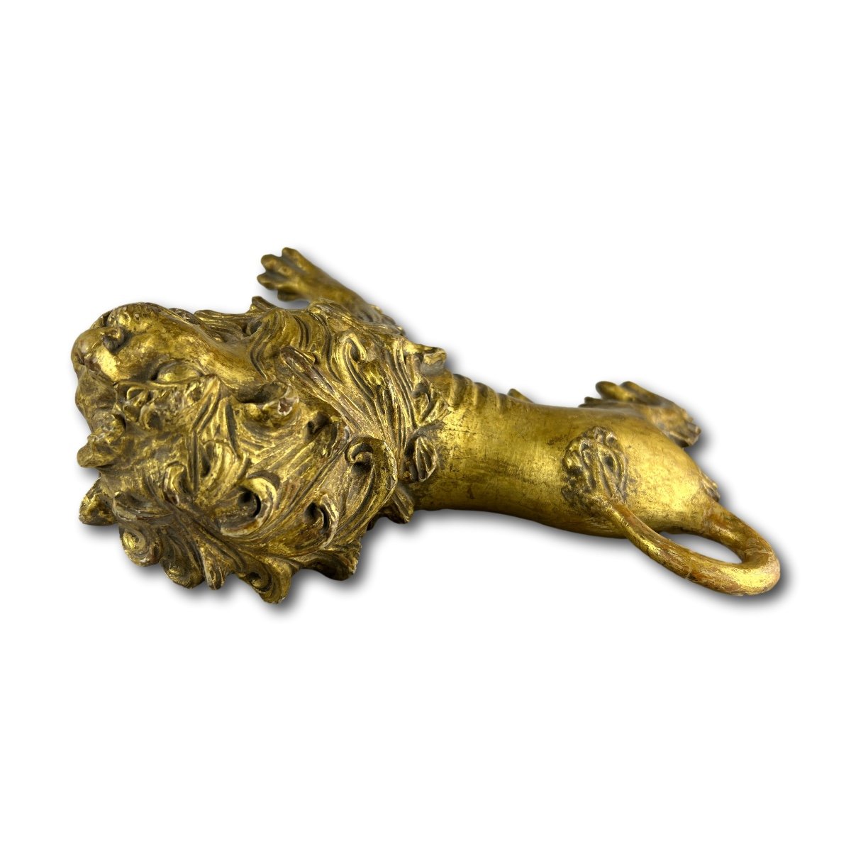 Baroque Gilt Wood Sculpture Of A Striding Lion. Tyrol, Italy, Mid 18th Century.-photo-7