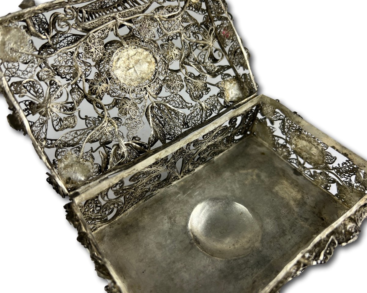 Coffret De Fiançailles En Filigrane d'Argent Et émail. Augsbourg, Début Du XVIIIe Siècle.-photo-5