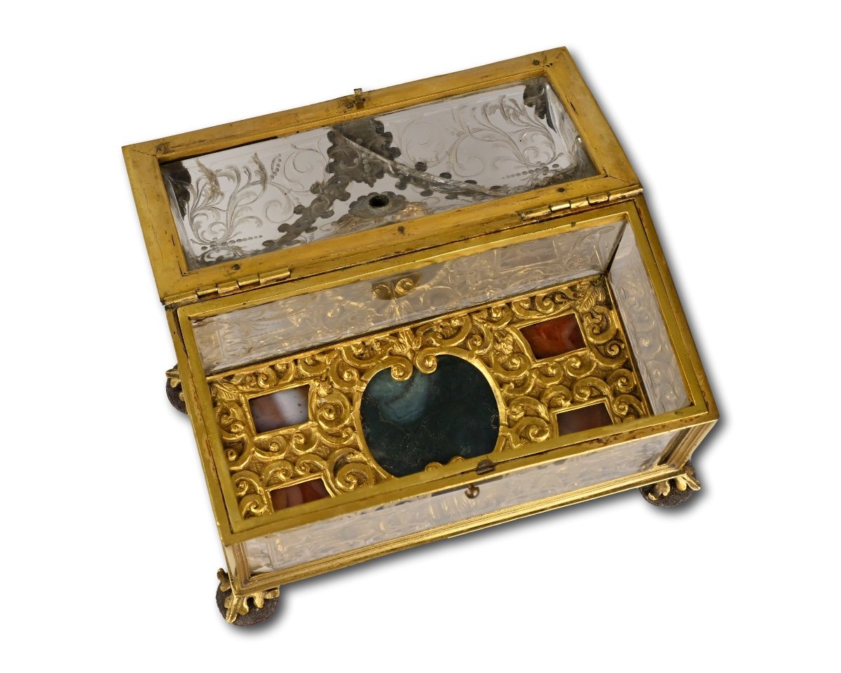 Rock Crystal And Gilt Bronze Casket Attributed To Giovanni Battista Metellino.-photo-3