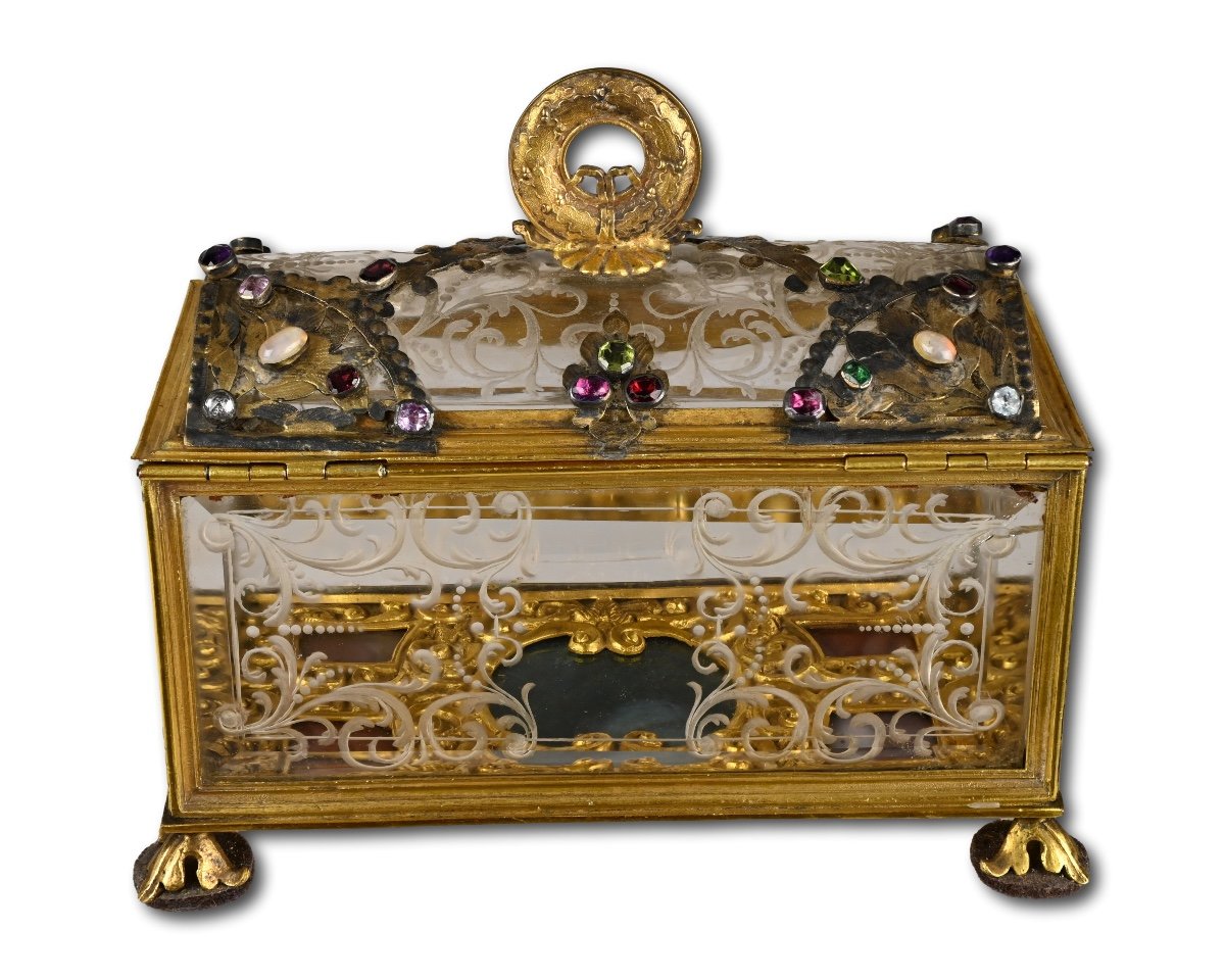 Rock Crystal And Gilt Bronze Casket Attributed To Giovanni Battista Metellino.-photo-3