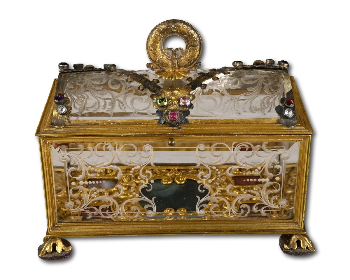 Rock Crystal And Gilt Bronze Casket Attributed To Giovanni Battista Metellino.-photo-4