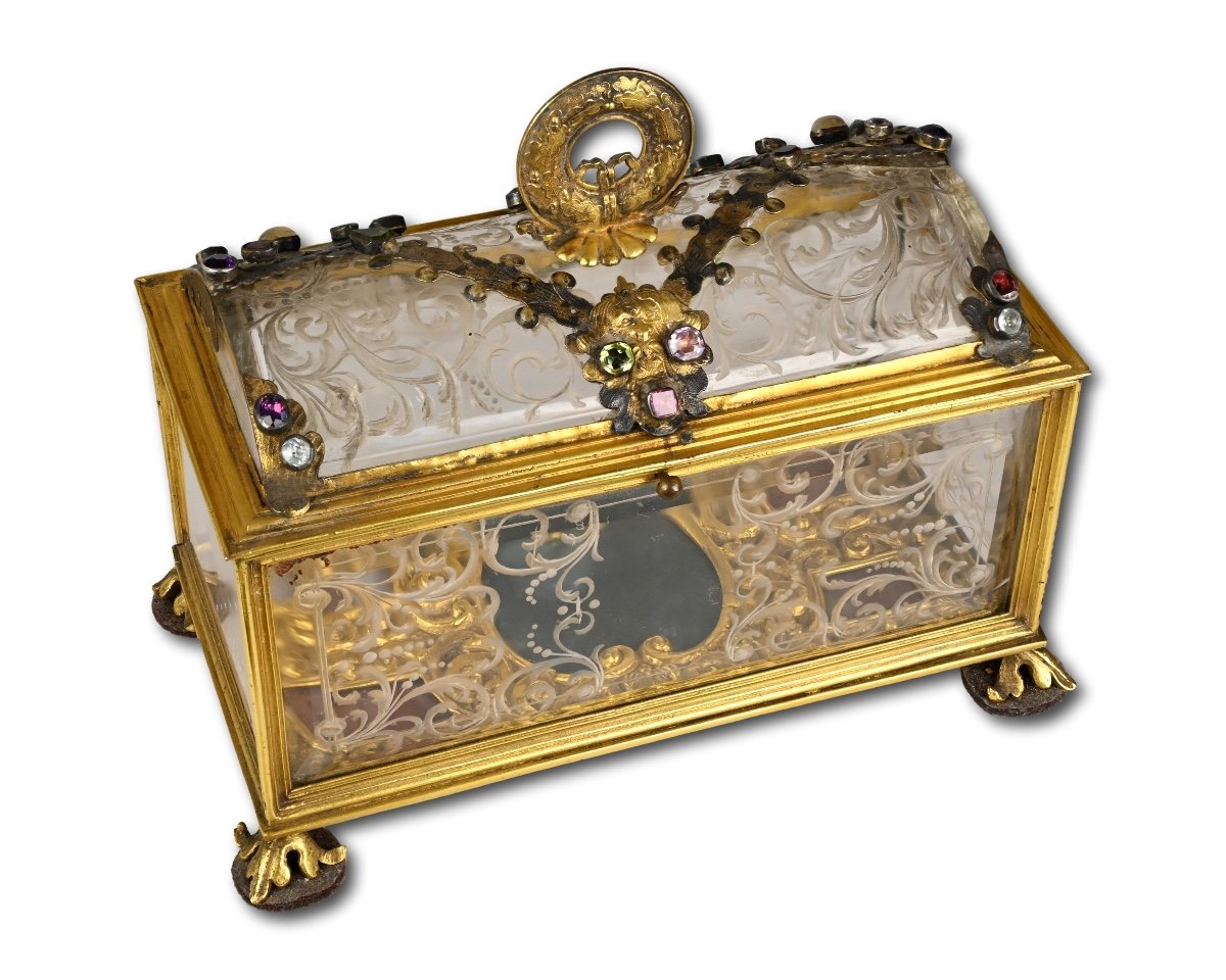 Rock Crystal And Gilt Bronze Casket Attributed To Giovanni Battista Metellino.