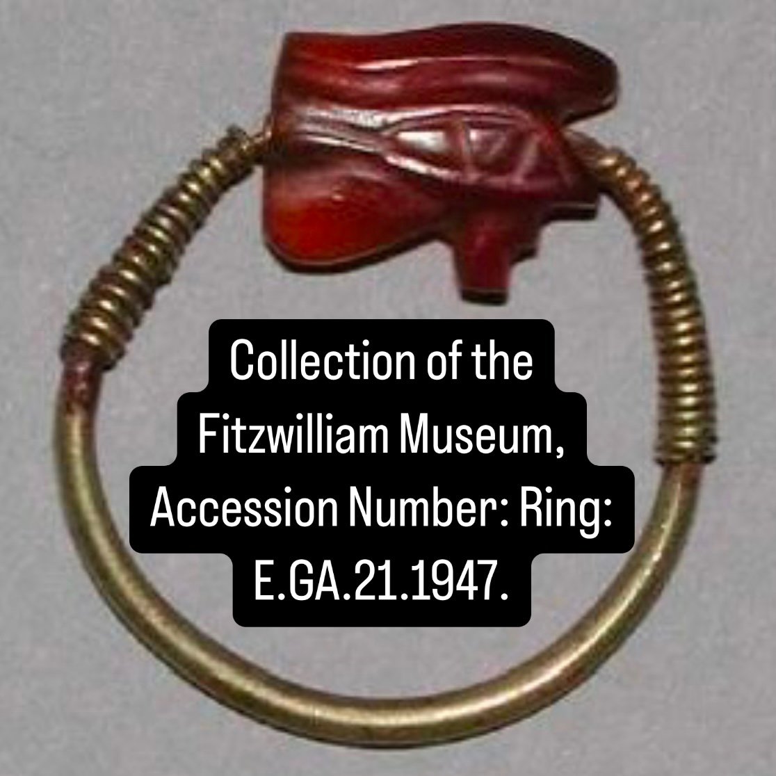 Ancient Egyptian Gold Ring Set With An Agate Amulet Of A Recumbent Bull.-photo-3