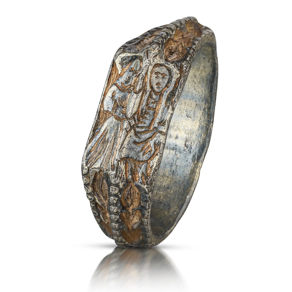 Bague Iconographique En Argent Doré Avec Des Saintes Femmes. Angleterre, XVe Siècle. 