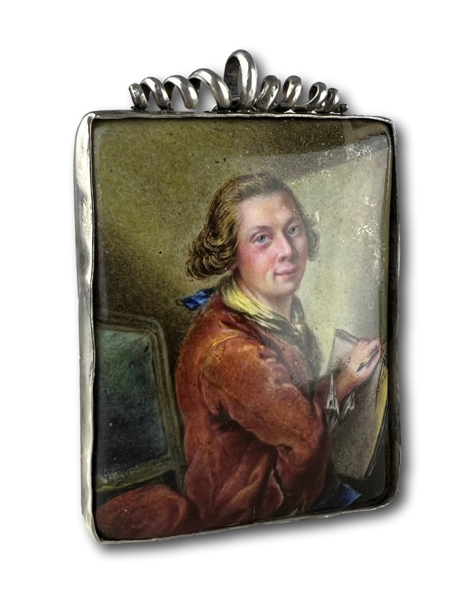 Enamel Portrait Of An Artist. German, 18th Century.-photo-7