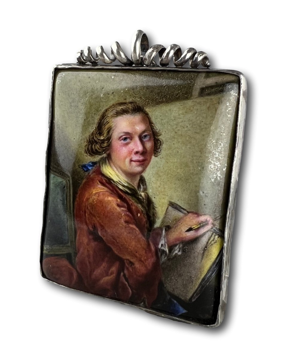 Enamel Portrait Of An Artist. German, 18th Century.-photo-8