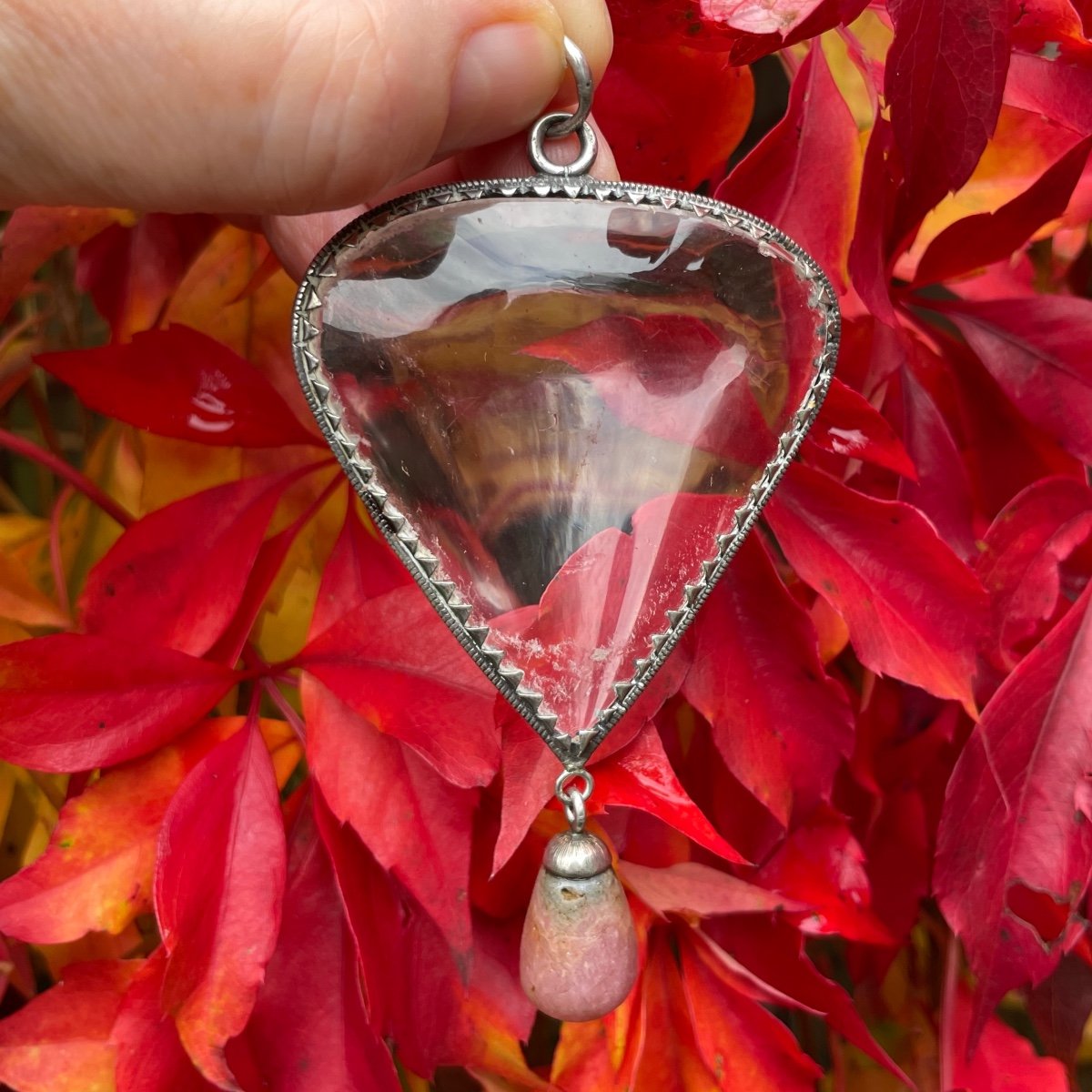 Large Silver Mounted Heart Shaped Rock Crystal Amulet. German, 17th Century.-photo-4