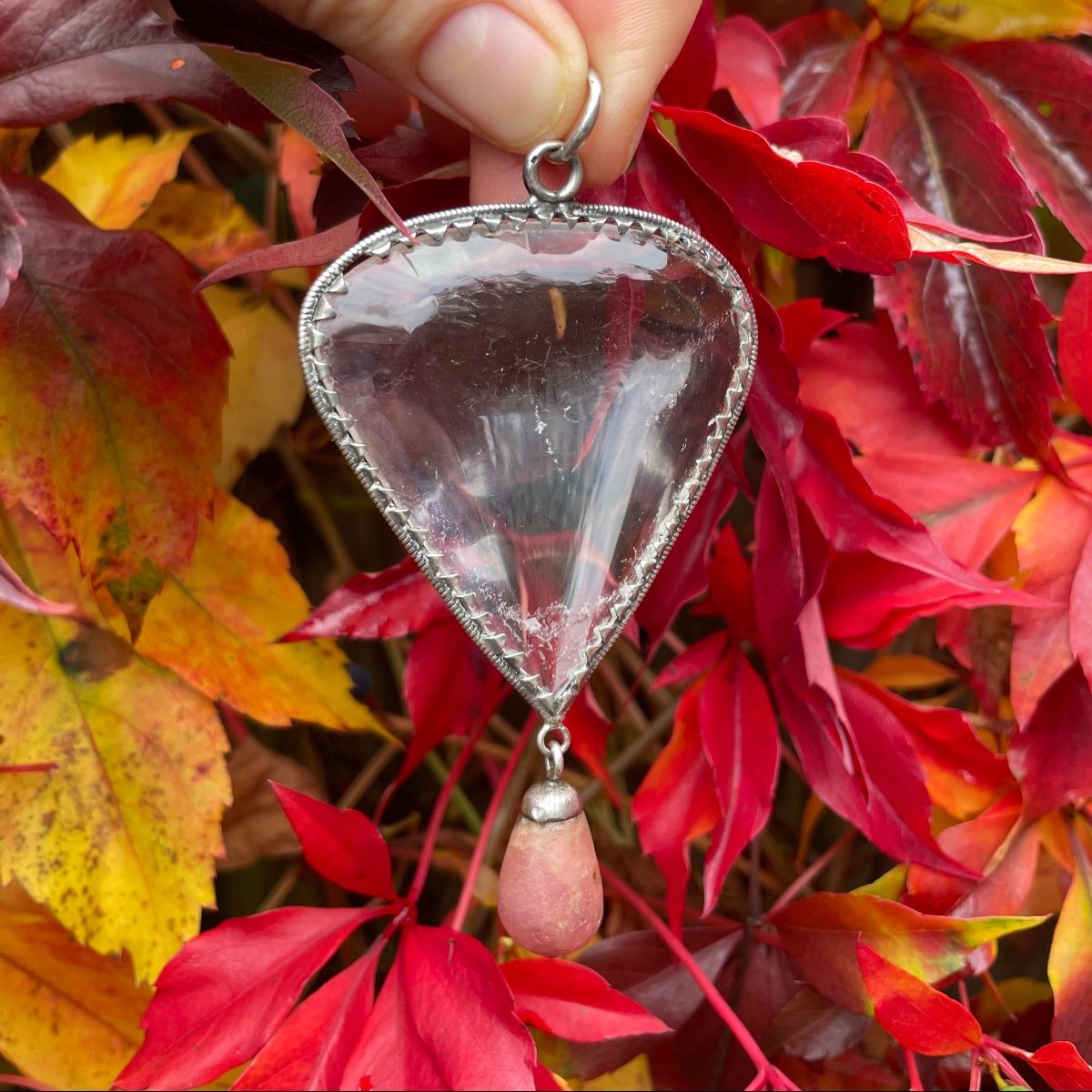 Large Silver Mounted Heart Shaped Rock Crystal Amulet. German, 17th Century.-photo-3