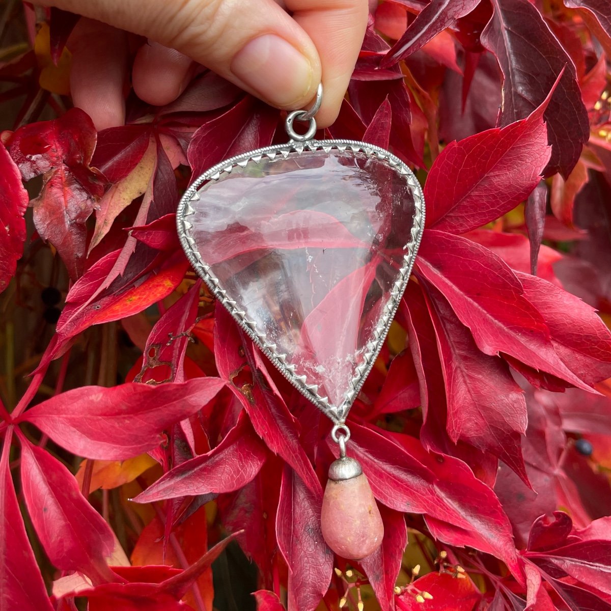 Large Silver Mounted Heart Shaped Rock Crystal Amulet. German, 17th Century.-photo-4