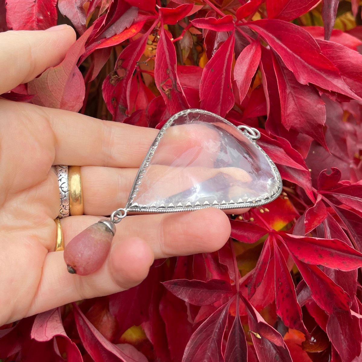 Large Silver Mounted Heart Shaped Rock Crystal Amulet. German, 17th Century.-photo-5