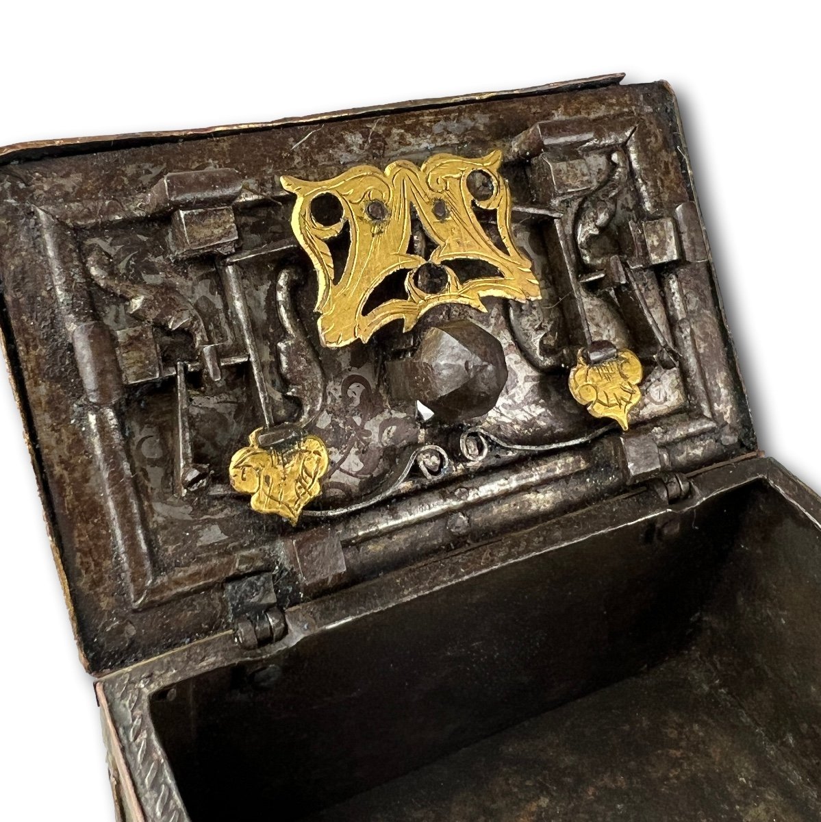 Copper And Steel Miniature Strongbox In The Manner Of Michel Or Conradt Mann.-photo-4