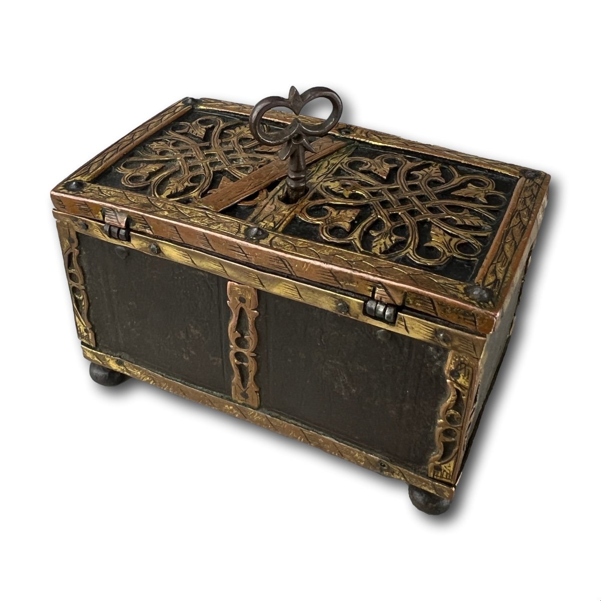 Copper And Steel Miniature Strongbox In The Manner Of Michel Or Conradt Mann.-photo-2