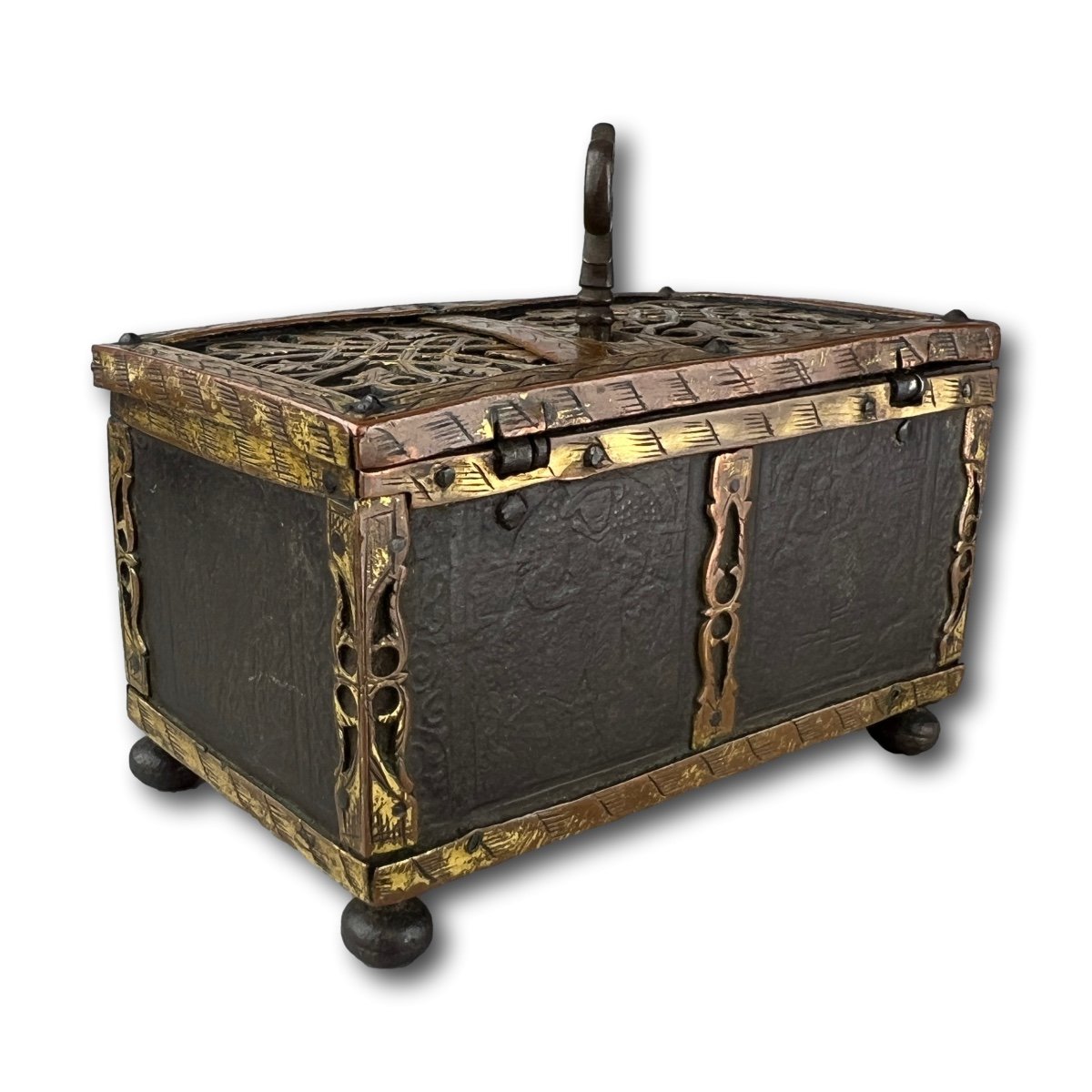 Copper And Steel Miniature Strongbox In The Manner Of Michel Or Conradt Mann.-photo-3