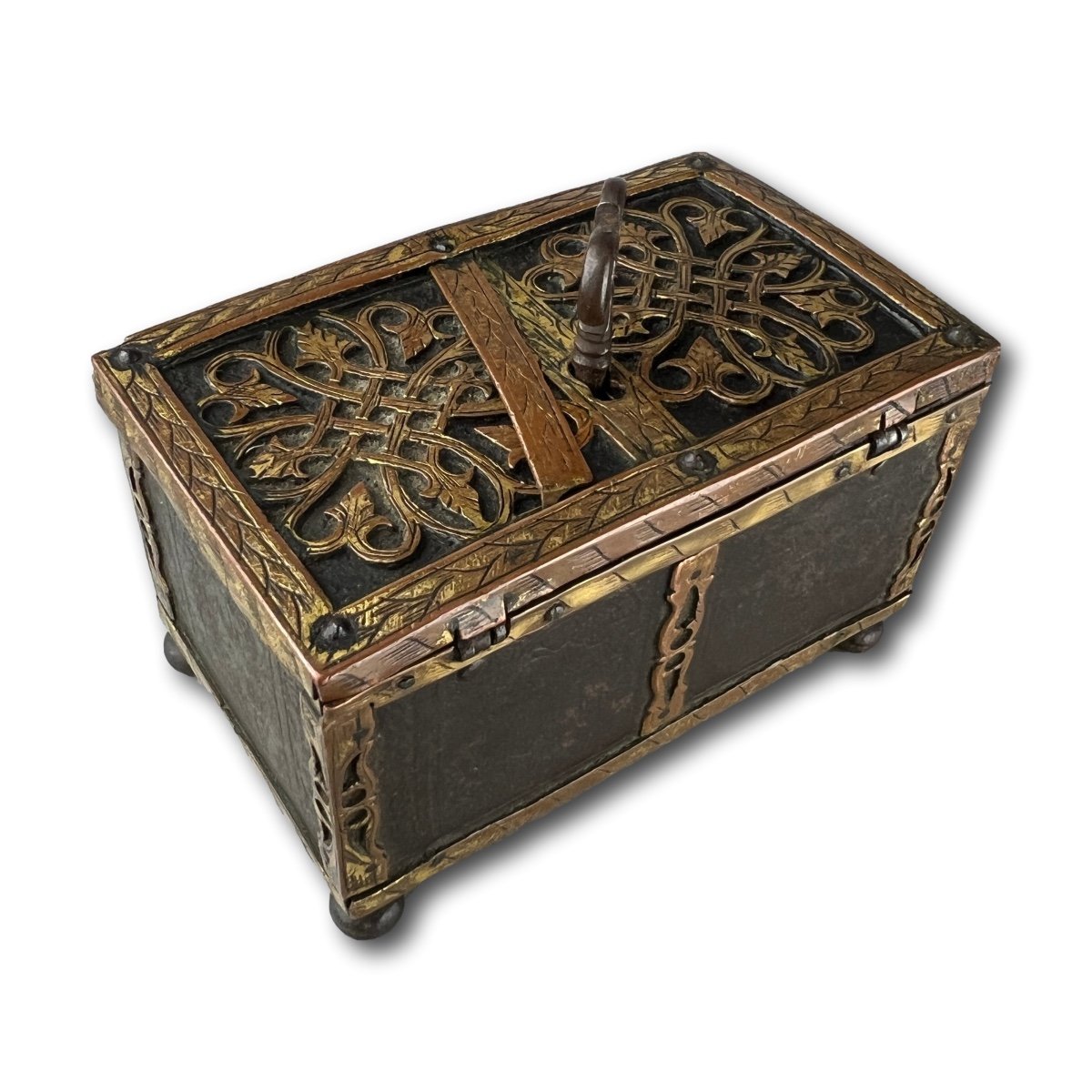 Copper And Steel Miniature Strongbox In The Manner Of Michel Or Conradt Mann.-photo-4