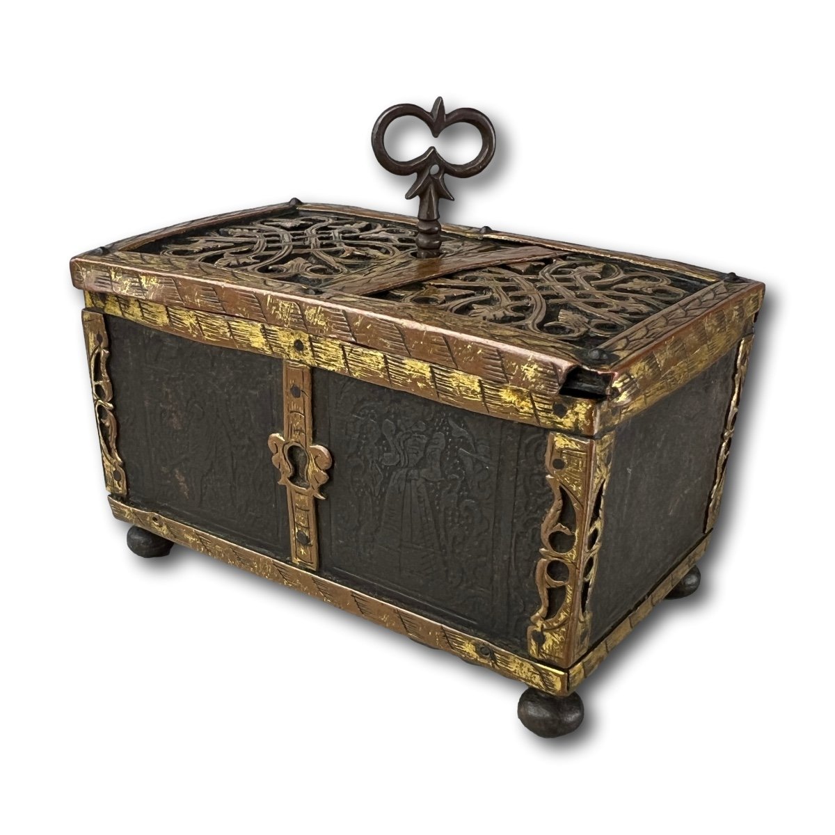 Copper And Steel Miniature Strongbox In The Manner Of Michel Or Conradt Mann.-photo-5