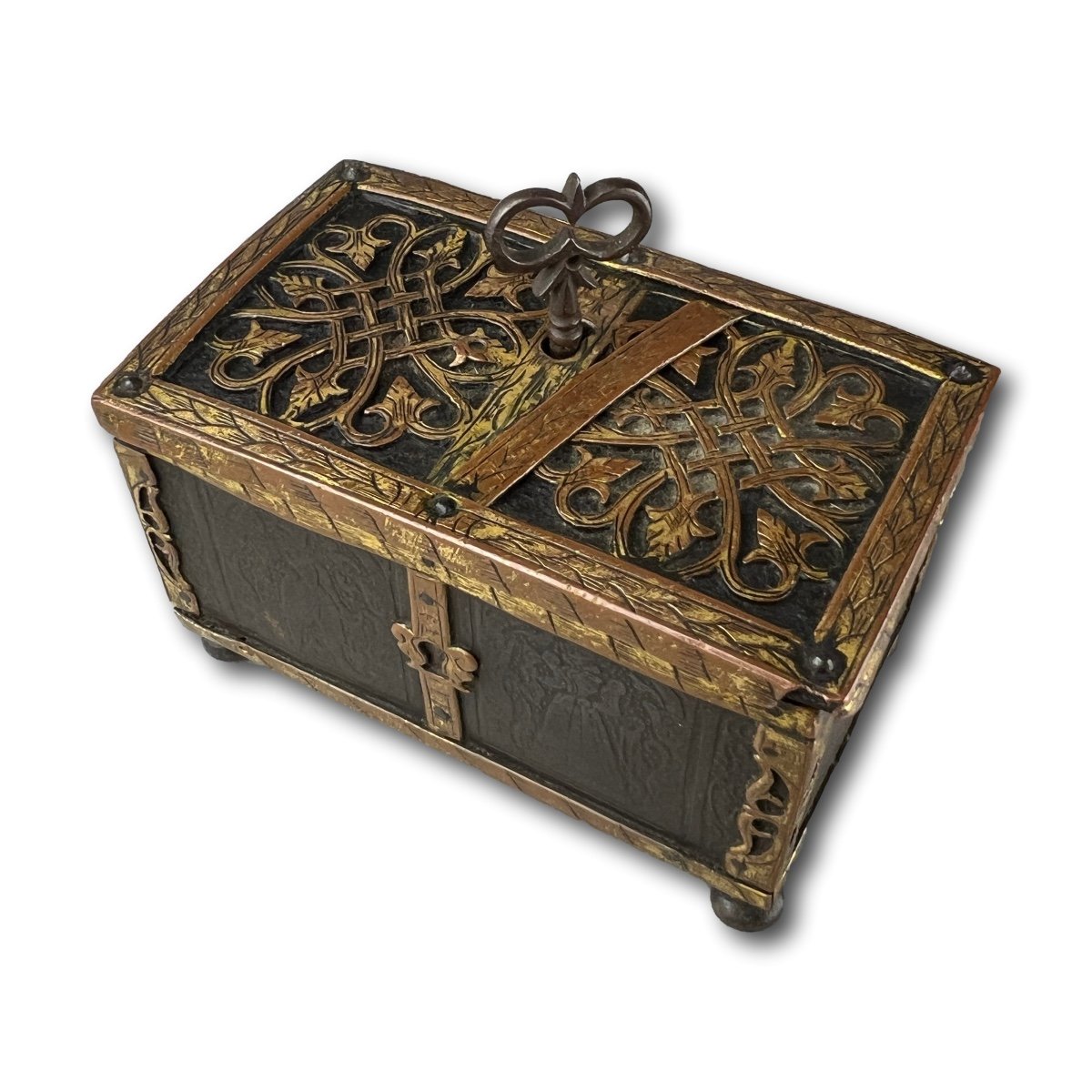 Copper And Steel Miniature Strongbox In The Manner Of Michel Or Conradt Mann.-photo-6