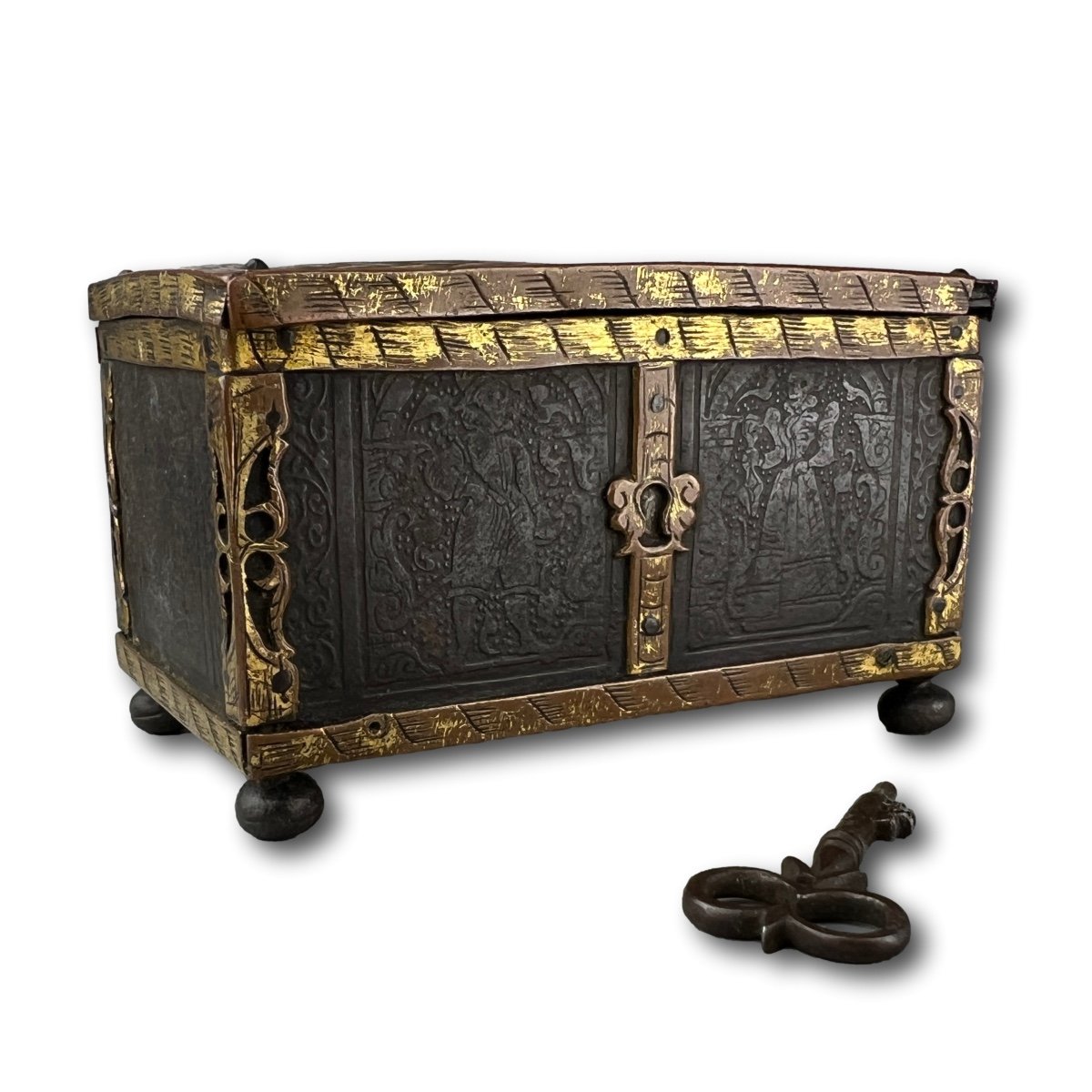 Copper And Steel Miniature Strongbox In The Manner Of Michel Or Conradt Mann.-photo-7